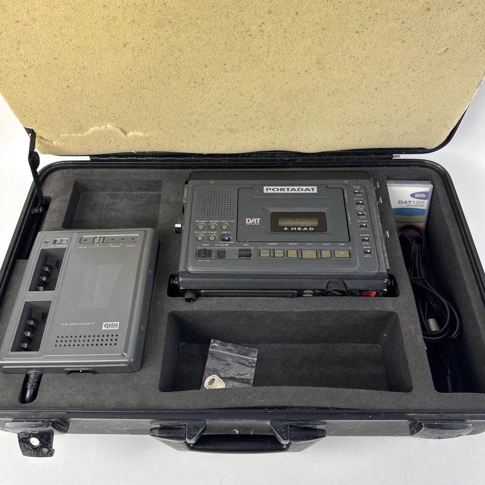Vintage HHB PORTADAT PDR-1000 4-Head DAT Recorder w/ Hard Case, Charger & Tape – - Image 1 of 4