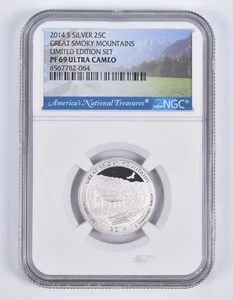 2014-S Silver PF69 Great Smoky Mountains Quarter Limited Edition NGC *0326 - Picture 1 of 5