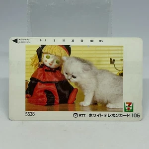 Puppe & Kätzchen Telefonkarte mäßige Gebrauchsspuren Sammlerstück Japan selten - Bild 1 von 12