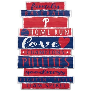 Philadelphia Phillies Sign 11x17 Wood Family Word Design - Picture 1 of 1
