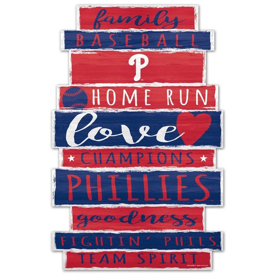 Philadelphia Phillies Sign 11x17 Wood Family Word Design - Image 1 of 1