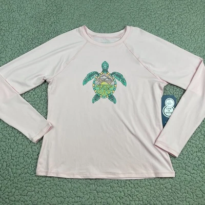 Life Is Good Rash Guard Shirt Top Large Pink Seas The Day Seaturtle UPF 50+ - Image 1 of 4