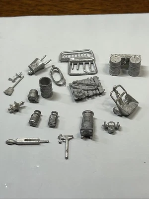 HO Scale Garage Lot Barrel Stove Can Cart  Press Grinder  SS LTD Tools Metal - Image 1 of 4
