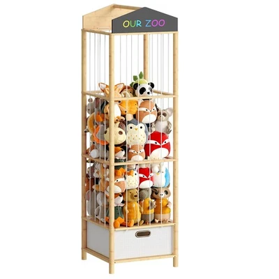 Stuffed Animal Storage & Organizer, Bamboo Stuffed Animal Holder with Fabric ... - Image 1 of 4