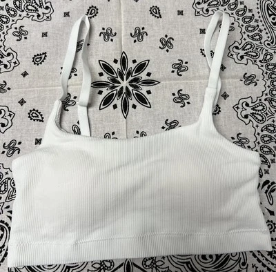 SuperChill By Aerie Real Good SIP Light Padding Adj Straps White Size Small Bra - Image 1 of 4