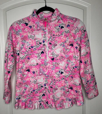 Camisa Lilly Pulitzer Niñas 1/2 Cremallera Popover Manga Larga Volantes Extra Grande 12-14 Foto 1 de 4