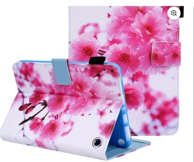 Pink and Blue Folio Tablet Cover with Cherry Blossom Design - Image 1 of 4