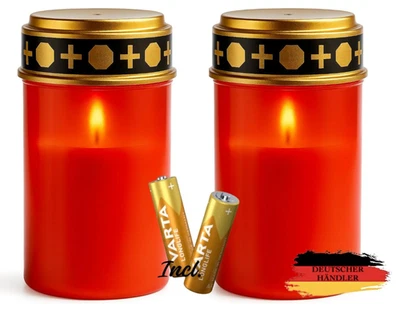 2 x LED Grablicht flackernd, wetterfest, 200 Tage Brenndauer, Grabkerze - Bild 1 von 4