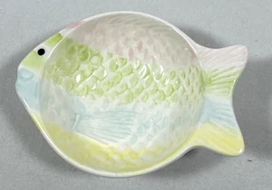 VINTAGE KROBLER FISH SHAPED PASTEL RAINBOW DIPPING BOWL JAPAN - Picture 1 of 9