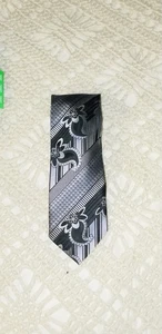 Vintage Stacy Adams Tie Silver Gray And Black - Picture 1 of 1