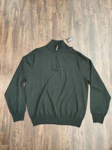 Jos A Bank 1/4 Zip Pullover Herren Medium Schwarz Sweater Signature Merino Wool Pic* - Bild 1 von 10