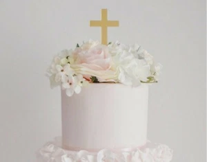 Christian Cross Cake & Cupcake Toppers, Many Colours & Sizes, Plain or Engraved - Picture 1 of 8