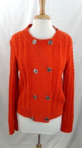 American Living Womens L Orange Cable Knit Double Breasted Cardigan Sweater Fall - Picture 1 of 8