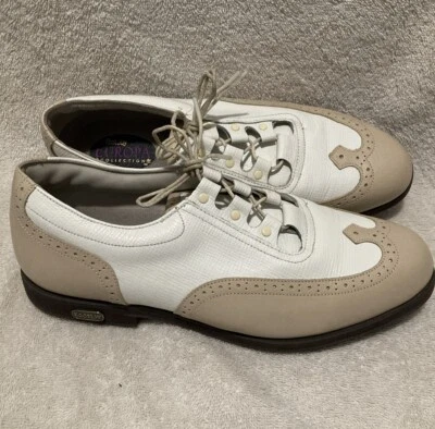 Zapatos de golf clásicos Footjoy Europa Collection blanco tostado punta de ala punta suave con talla 9 Foto 1 de 4