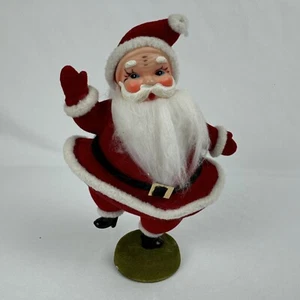 Vtg 1960s Kitsch Flocked Dancing Santa Claus Christmas - Bild 1 von 7