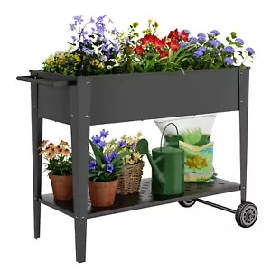 Raised Garden Bed with Legs Mobile Planter Cart Box Elevated w/ Wheels Portable - Picture 1 of 7