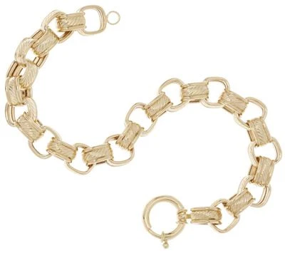 Unique Polished & Textured Square Rolo Bracelet Real 14K Yellow Gold  QVC - Image 1 of 4