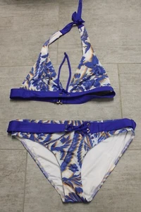 Bogner Alma Damen Bikini Set Oberteil und Hose Blau Weiß Orange Größe 36 S Neu - Bild 1 von 4