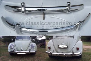Volkswagen Beetle European style (1955-1972) bumpers by stainless steel NEW - Picture 1 of 10