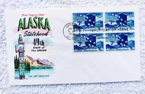 1959 Airmail 7c Alaska Statehood Sc C53 FDC w Fluegel cachet EXC FREE SHIP - Picture 1 of 3