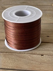 100 yards, 1/8 inch (3mm) Satin Ribbon double-sided, brown - Picture 1 of 1