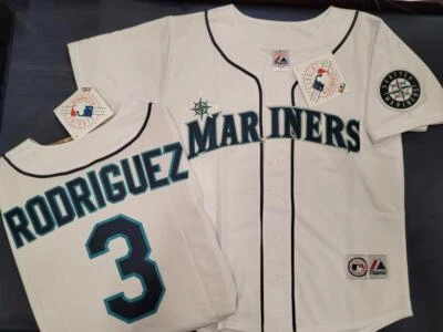 21013 PARA HOMBRES Majestic SEATTLE MARINERS Ken Griffey Camiseta de Béisbol Cosida Blanca Nueva Foto 1 de 4