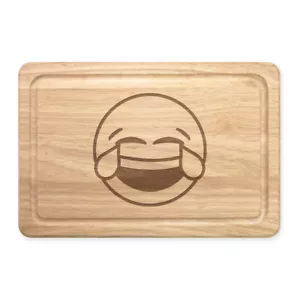 Laughing Crying Emoji Rectangular Wooden Chopping Board - Funny Face - Picture 1 of 1