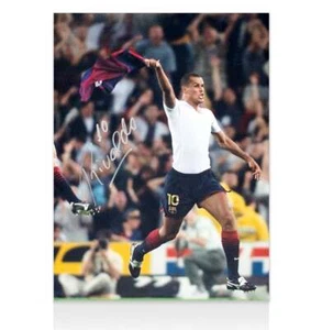 Rivaldo Signed Barcelona Photo: Overhead Kick Celebration Autograph - Picture 1 of 4