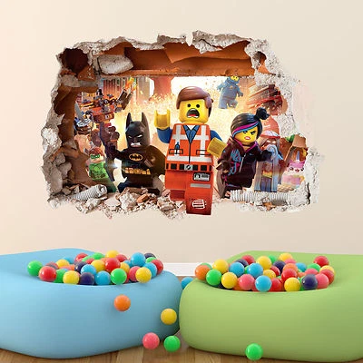 LEGO MOVIE WALL STICKER 3D BOYS GIRLS BEDROOM VINYL WALL ART DECAL - Image 1 of 3