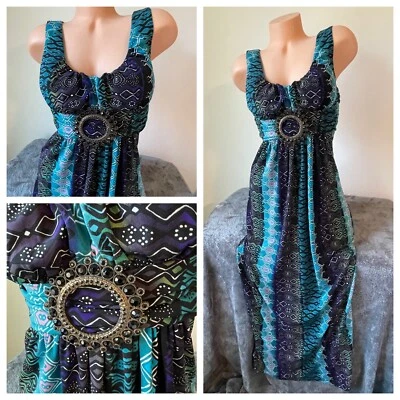 Платье макси Nicole Miller размер M абстрактный медальон длинное без рукавов 5006 блестящее - Изображение 1 из 4