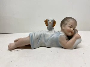 HEUBACH FIGURINE "Baby & Dog" PIANO BABY BISQUE FIGURINE Germany 1900s Rare - Picture 1 of 8