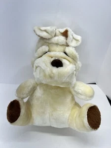 Vintage 1985 ACME Cream Dog Plush 14” Stuffed Animal Beige Puppy Carnival Prize - Picture 1 of 11