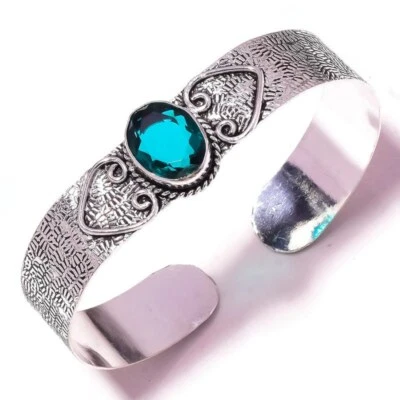 磷灰石石英宝石手工氧化古董雕刻开口袖口手链 — 第 1/3 张图片