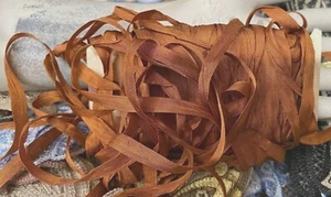 embroidery  rayon trim flower 1/4" ribbon 7mm rusty copper 1yd Japan - Picture 1 of 4