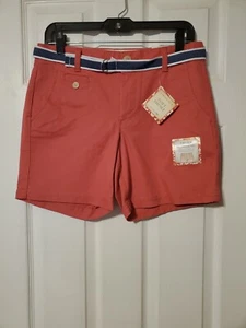 Dockers Truly Slimming Soft Short Women's Salmon Pink Shorts w/Belt Size 4 NWT - Picture 1 of 10