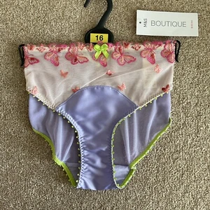 M&S Größe 16 Boutique Aurelia Schmetterling Netz Satin Bikini Schlüpfer rosa Mix - Bild 1 von 11