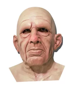 Máscara de látex realista sobre la cabeza Halloween anciano máscara elegante vestido accesorio calvo - Imagen 1 de 1