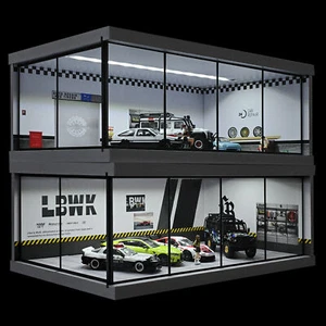 1:64 Diorama Garage Model LED Parking Lot Scene Display Case for Hot Wheels US - Picture 1 of 343