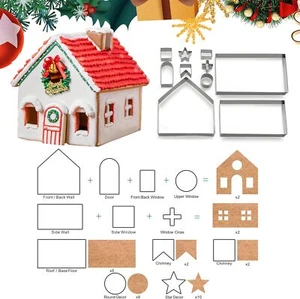 Gingerbread House Cookie Cutter Set, Kit, Christmas Silver - Picture 1 of 8