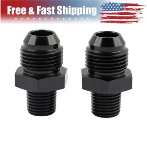 2X Fitting Male Straight Fittings Adapter Aluminum Black 1/4" NPT to 8AN - Picture 1 of 8