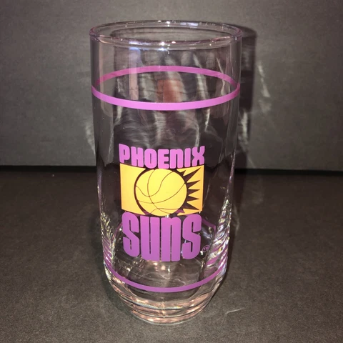 Vintage NBA Phoenix Suns basketball logo drinking glass 6" tall  EUC Cover