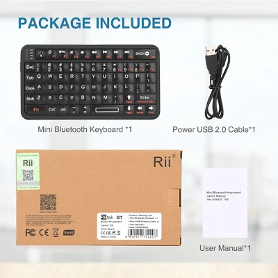 Rii 518BT Bluetooth Keyboard Mini Wireless Keyboard Mouse Remote Touchpad - Bild 1 von 4