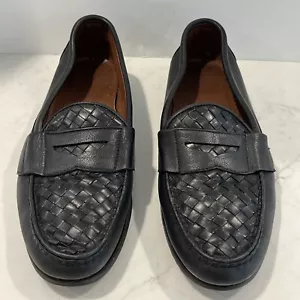 Allen Edmonds Ivanhoe Mens Shoes Woven Leather Penny Loafers Black Sz 11.5 D - Picture 1 of 11