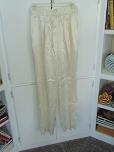 New Vtg White Satin Womens Trousers 26x30 Gathered Pleat Dress Formal Slacks - Picture 1 of 5