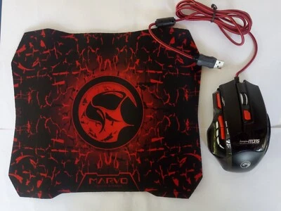 Gaming Mouse Mice Three Colors LED Backlite 7 Buttons 1600 DPI With Pad Mat - Image 1 of 4