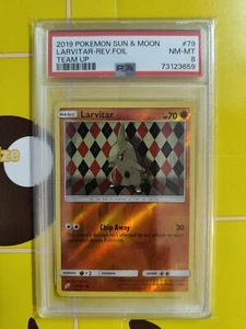 PSA 8 2019 Pokemon Sun & Moon Larvitar-Rev.Foil Team Up 79/181  - Picture 1 of 2