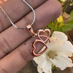 18K Rose Gold Over 925 Sterling Silver Pendant – 1.83g Certified Charm Gift - Imagen 1 de 5