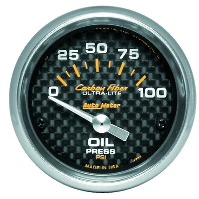 AutoMeter 2-1/16" Oil Pressure 0-100 PSI Air-Core Carbon Fiber 4727 - Image 1 of 4
