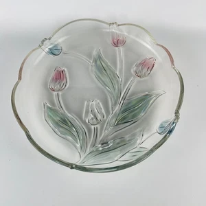 Mikasa Walther Vintage Crystal Tivoli Tulips 12" Glass Serving Platter - Picture 1 of 5
