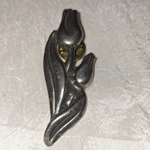 Artsy Zinn Tulpe Blume Anstecknadel geformt 3-D Vintage Deko  - Bild 1 von 7